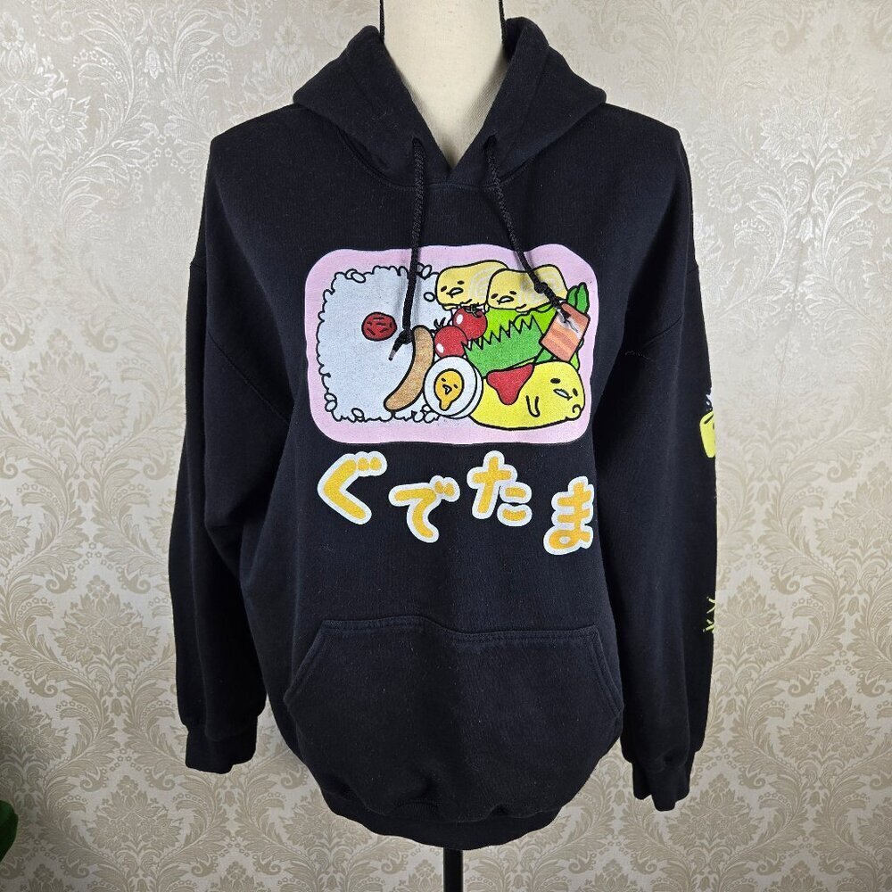 Gudetama by Sanrio Size Large The Lazy Egg Sushi Black Hoodie Japanese Graphics